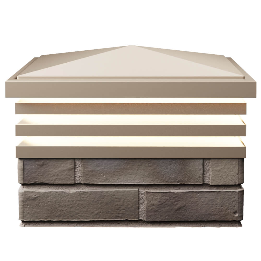 Колпак Zking Бона ХайТек Бежевый на столб 1.5х1.5 кирпича (385х385мм) с подсветкой в Красноярске фото