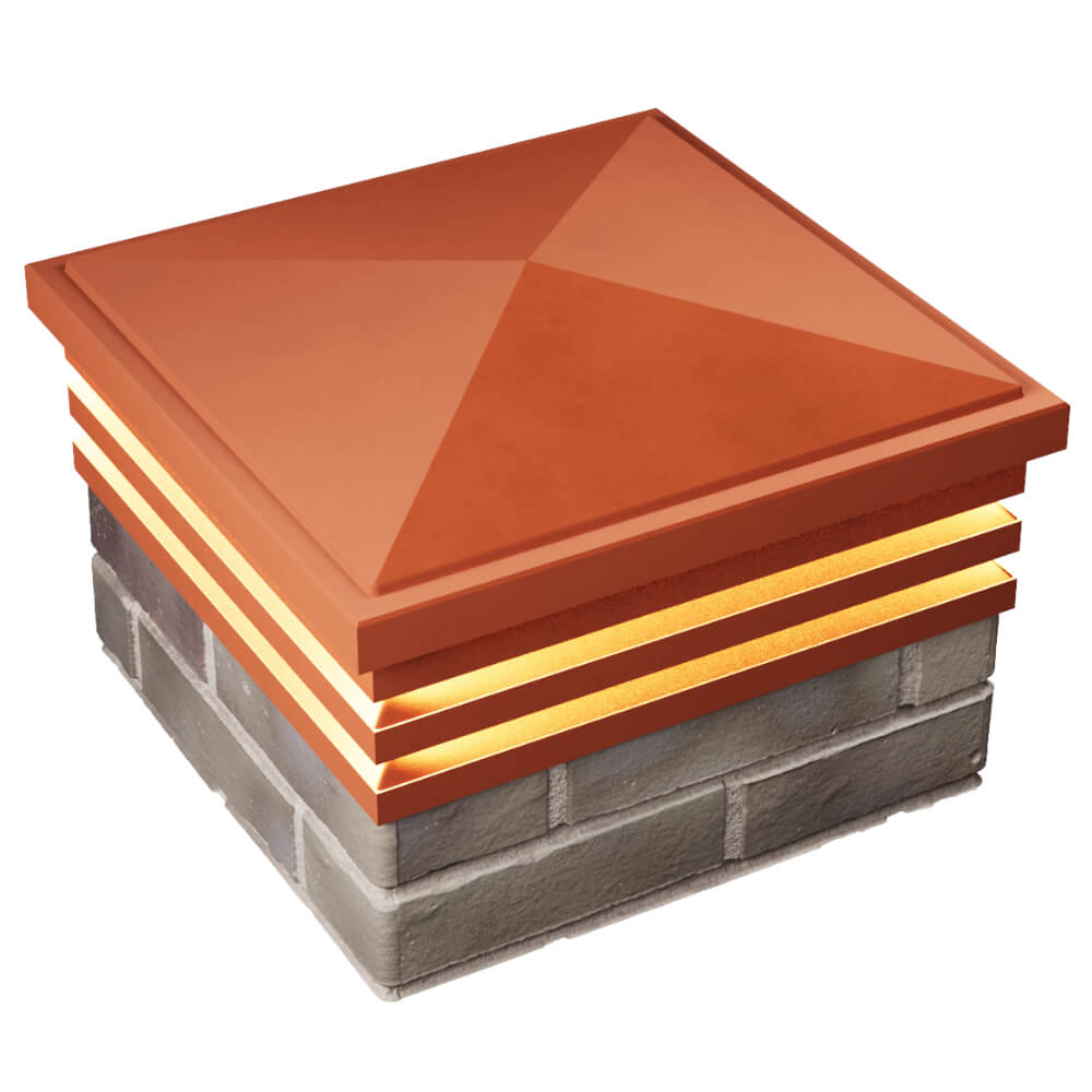 Колпак Zking Бона ХайТек Красный на столб 1.5х1.5 кирпича (385х385мм) с подсветкой в Красноярске фото