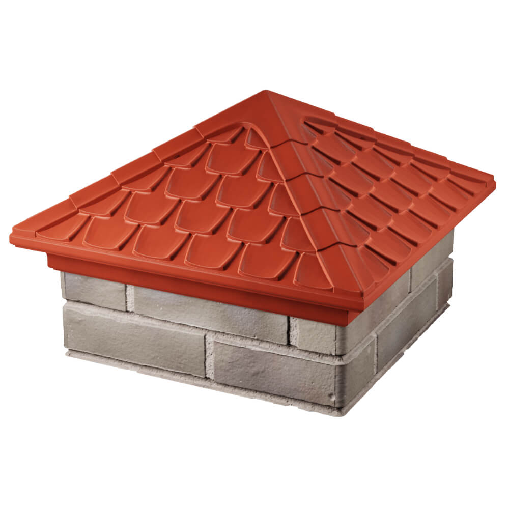 Колпак Zking Эльбрус Красный на столб 1.5х1.5 кирпича (385х385мм) в Красноярске фото