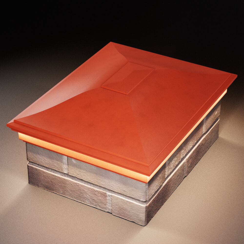 Колпак Zking Монблан Красный на столб 2х1.5 кирпича (515х385мм) c подсветкой в Красноярске фото