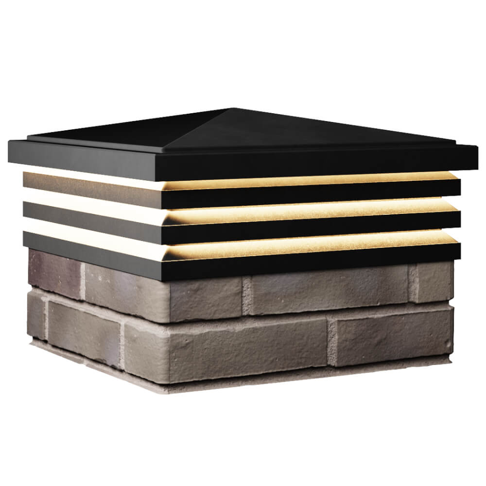 Колпак Zking Бона ХайТек Черный на столб 1.5х1.5 кирпича (385х385мм) с подсветкой в Красноярске фото