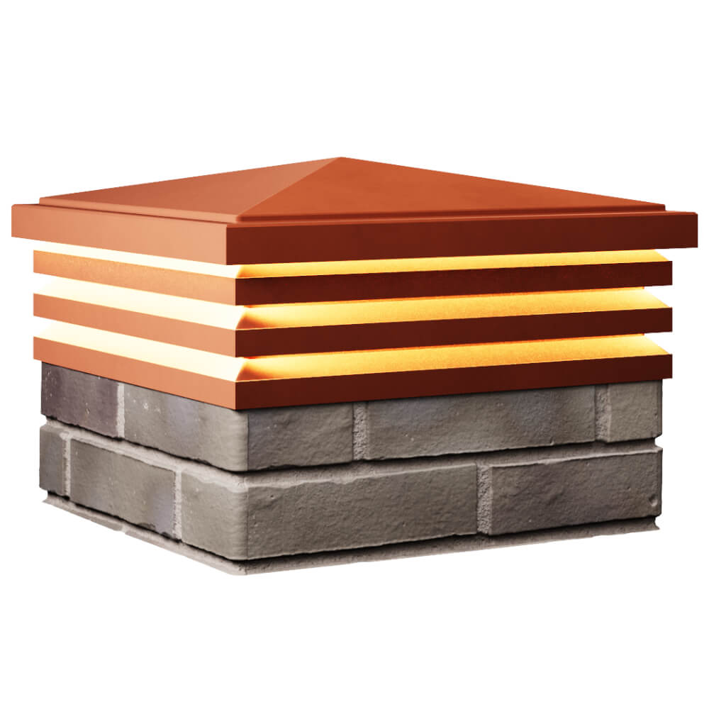 Колпак Zking Бона ХайТек Красный на столб 1.5х1.5 кирпича (385х385мм) с подсветкой в Красноярске фото