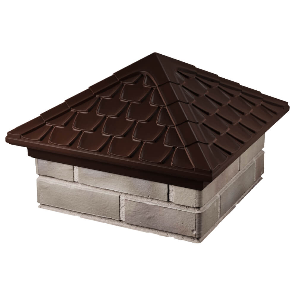 Колпак Zking Эльбрус Коричневый на столб 1.5х1.5 кирпича (385х385мм) в Красноярске фото