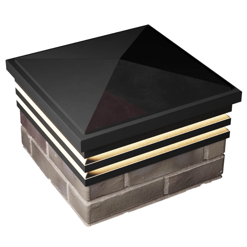 Колпак Zking Бона ХайТек Черный на столб 1.5х1.5 кирпича (385х385мм) с подсветкой в Красноярске фото