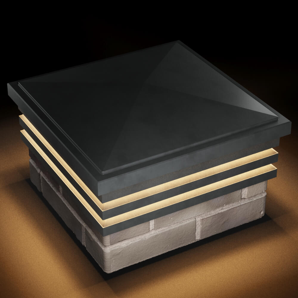 Колпак Zking Бона ХайТек Серый на столб 1.5х1.5 кирпича (385х385мм) с подсветкой в Красноярске фото