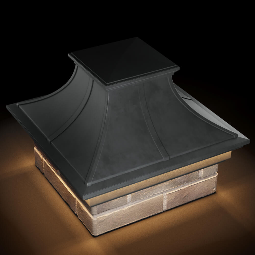 Колпак Zking Монблан Премиум Серый на столб 1.5х1.5 кирпича (385х385мм) с подсветкой в Красноярске фото