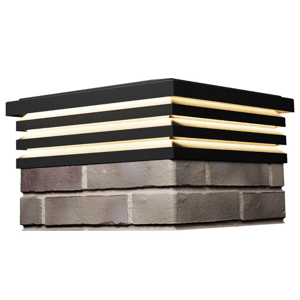 Колпак Zking Бона ХайТек Черный на столб 1.5х1.5 кирпича (385х385мм) с подсветкой в Красноярске фото