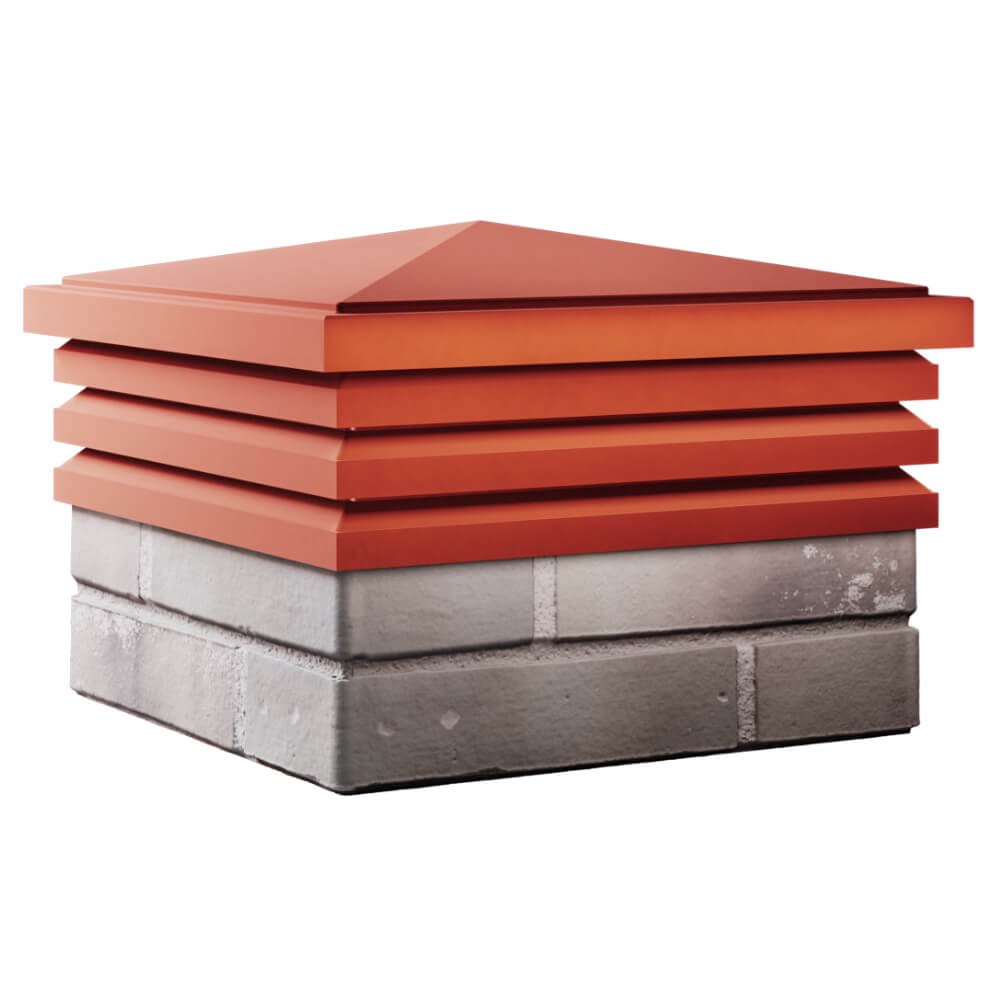 Колпак Zking Бона ХайТек Красный на столб 1.5х1.5 кирпича (385х385мм) в Красноярске фото