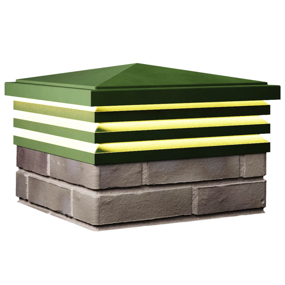 Колпак Zking Бона ХайТек Зеленый на столб 1.5х1.5 кирпича (385х385мм) с подсветкой в Красноярске фото