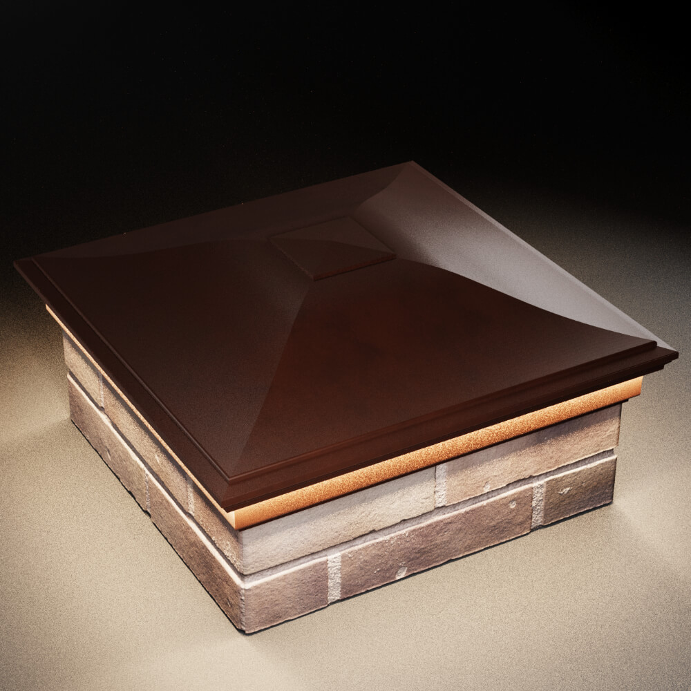 Колпак Zking Монблан Коричневый на столб 2х2 кирпича (515х515мм) c подсветкой в Красноярске фото