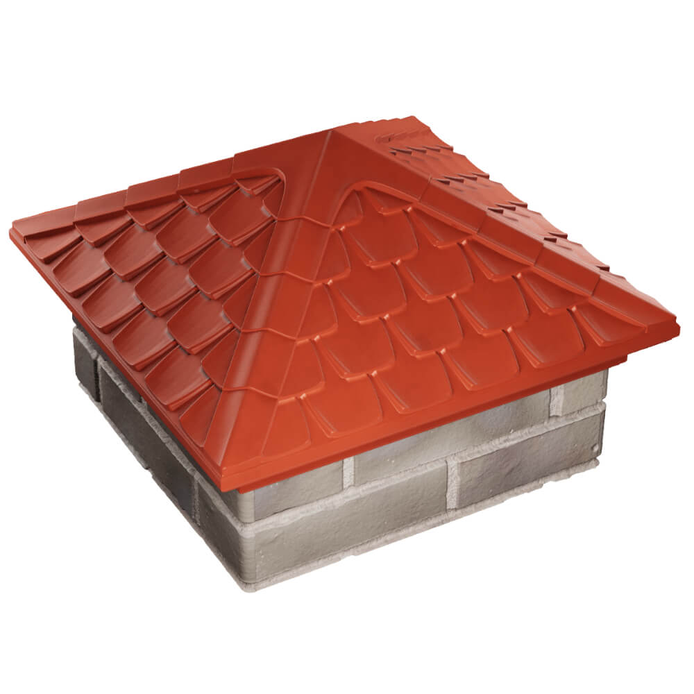 Колпак Zking Эльбрус Красный на столб 1.5х1.5 кирпича (385х385мм) в Красноярске фото