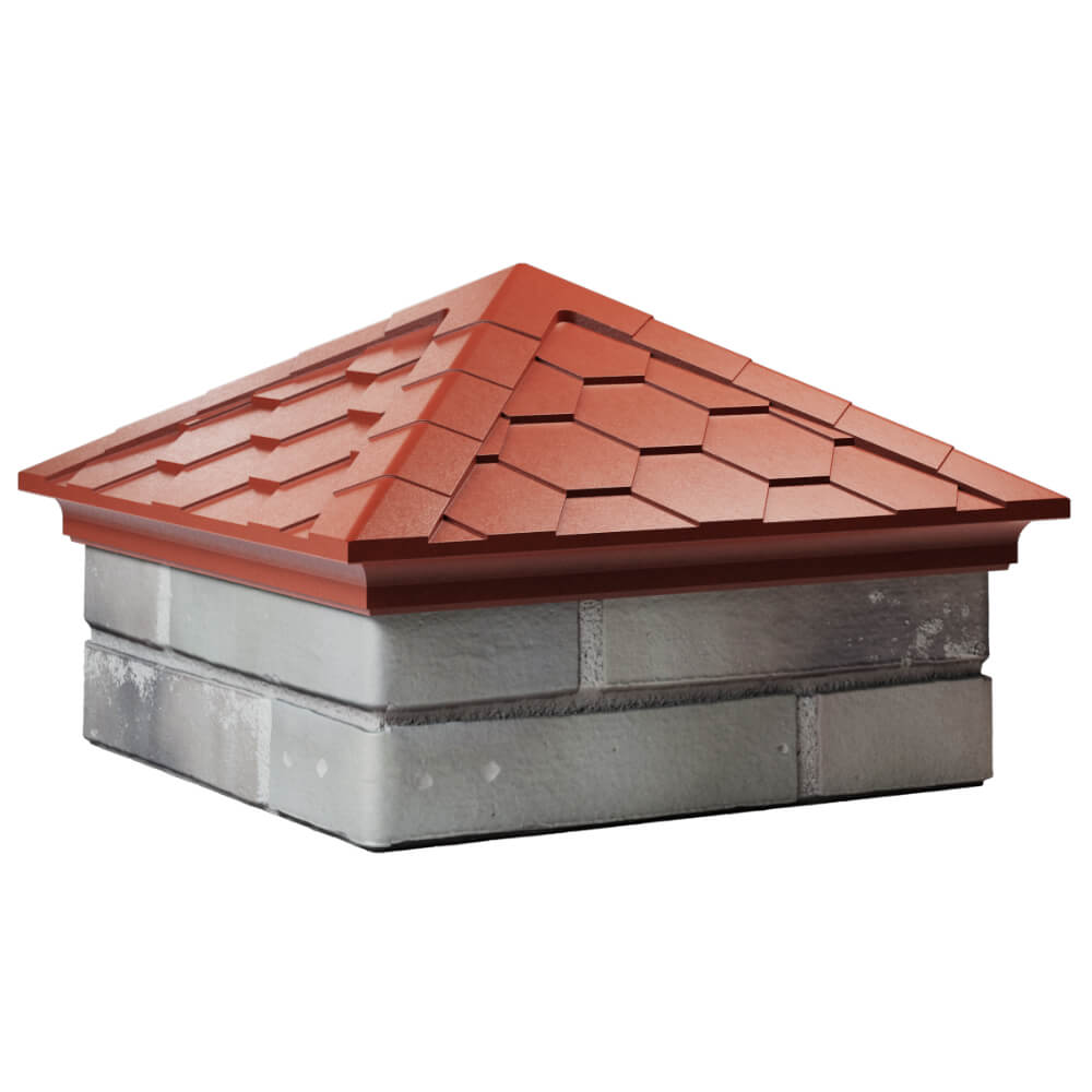 Колпак Zking Эверест Красный на столб 1.5х1.5 кирпича (390х390мм) в Красноярске фото