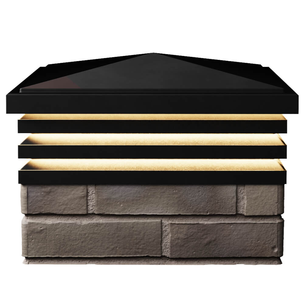 Колпак Zking Бона ХайТек Черный на столб 1.5х1.5 кирпича (385х385мм) с подсветкой в Красноярске фото