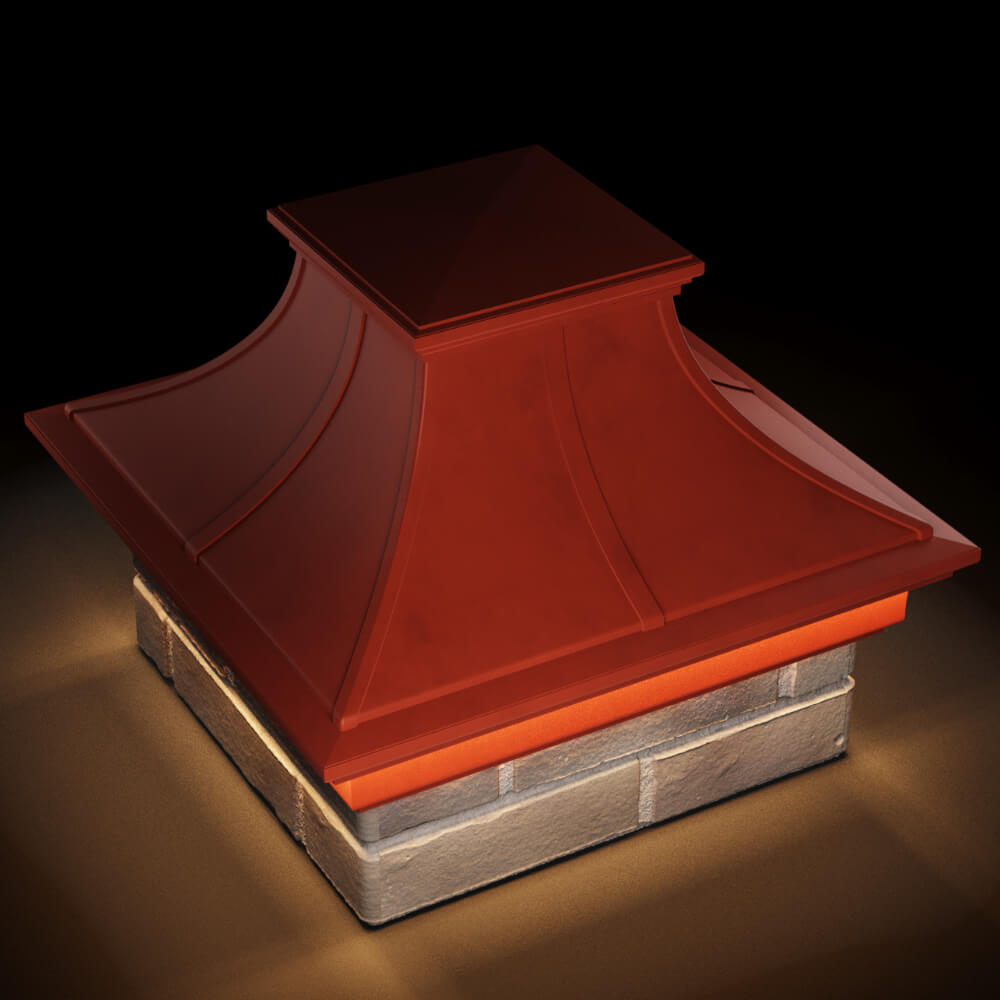 Колпак Zking Монблан Премиум Красный на столб 1.5х1.5 кирпича (385х385мм) с подсветкой в Красноярске фото