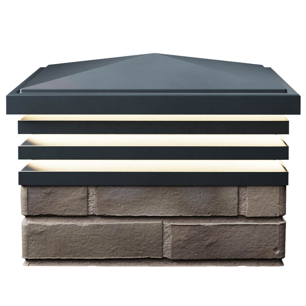 Колпак Zking Бона ХайТек Серый на столб 1.5х1.5 кирпича (385х385мм) с подсветкой в Красноярске фото