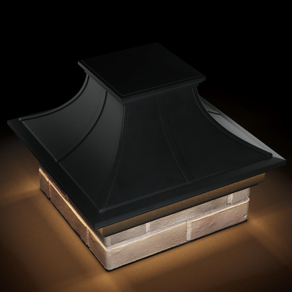 Колпак Zking Монблан Премиум Черный на столб 1.5х1.5 кирпича (385х385мм) с подсветкой в Красноярске фото