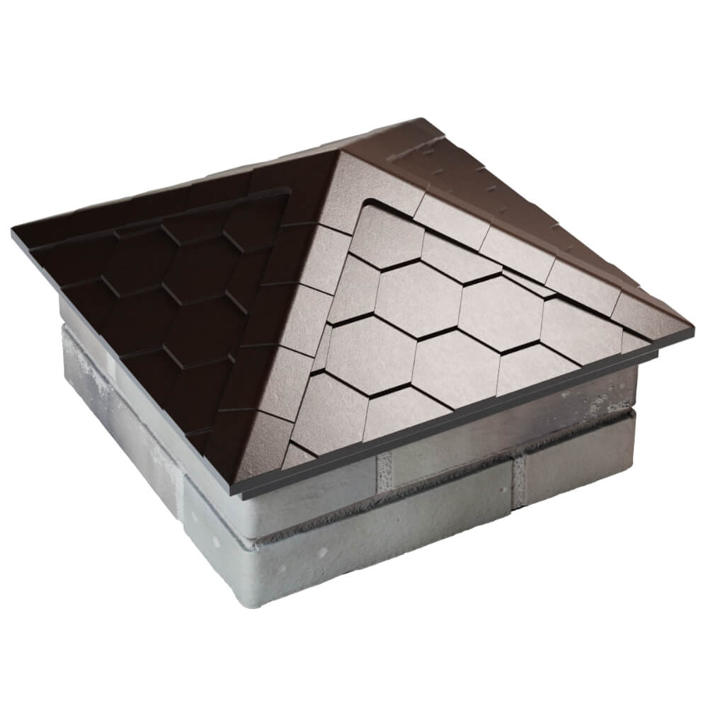 Колпак Zking Эверест Коричневый на столб 1.5х1.5 кирпича (390х390мм) в Красноярске фото