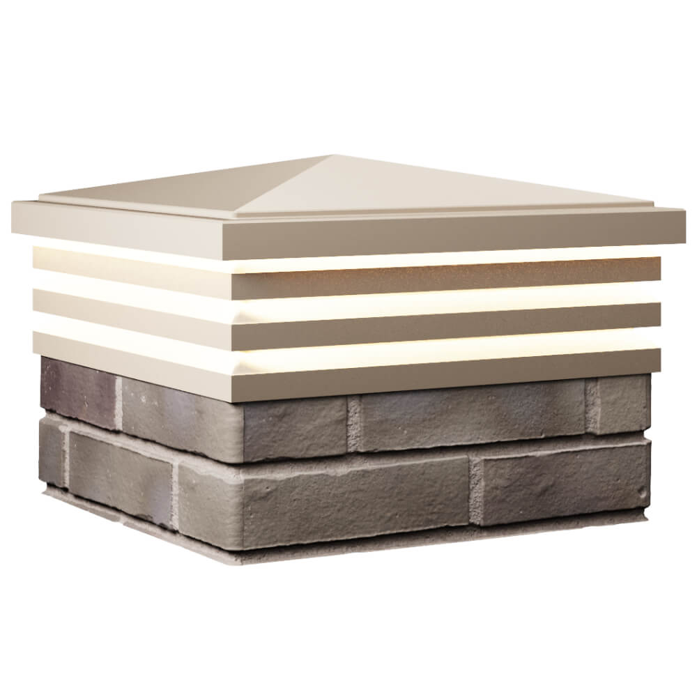 Колпак Zking Бона ХайТек Бежевый на столб 1.5х1.5 кирпича (385х385мм) с подсветкой в Красноярске фото