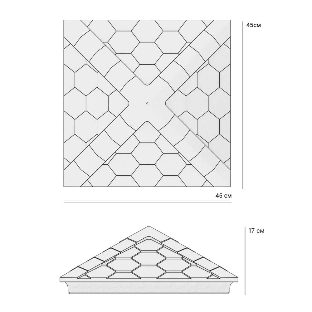 Колпак Zking Эверест Серый на столб 1.5х1.5 кирпича (390х390мм) в Красноярске фото