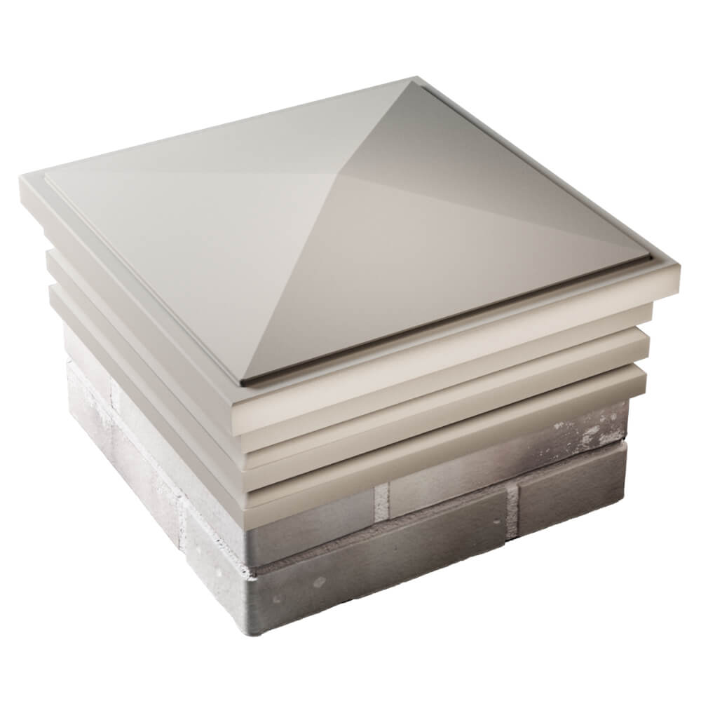 Колпак Zking Бона ХайТек Бежевый на столб 1.5х1.5 кирпича (385х385мм) в Красноярске фото