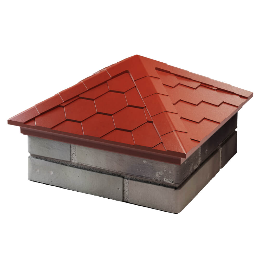 Колпак Zking Эверест Красный на столб 1.5х1.5 кирпича (390х390мм) в Красноярске фото