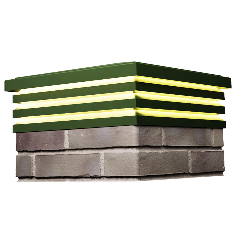 Колпак Zking Бона ХайТек Зеленый на столб 1.5х1.5 кирпича (385х385мм) с подсветкой в Красноярске фото