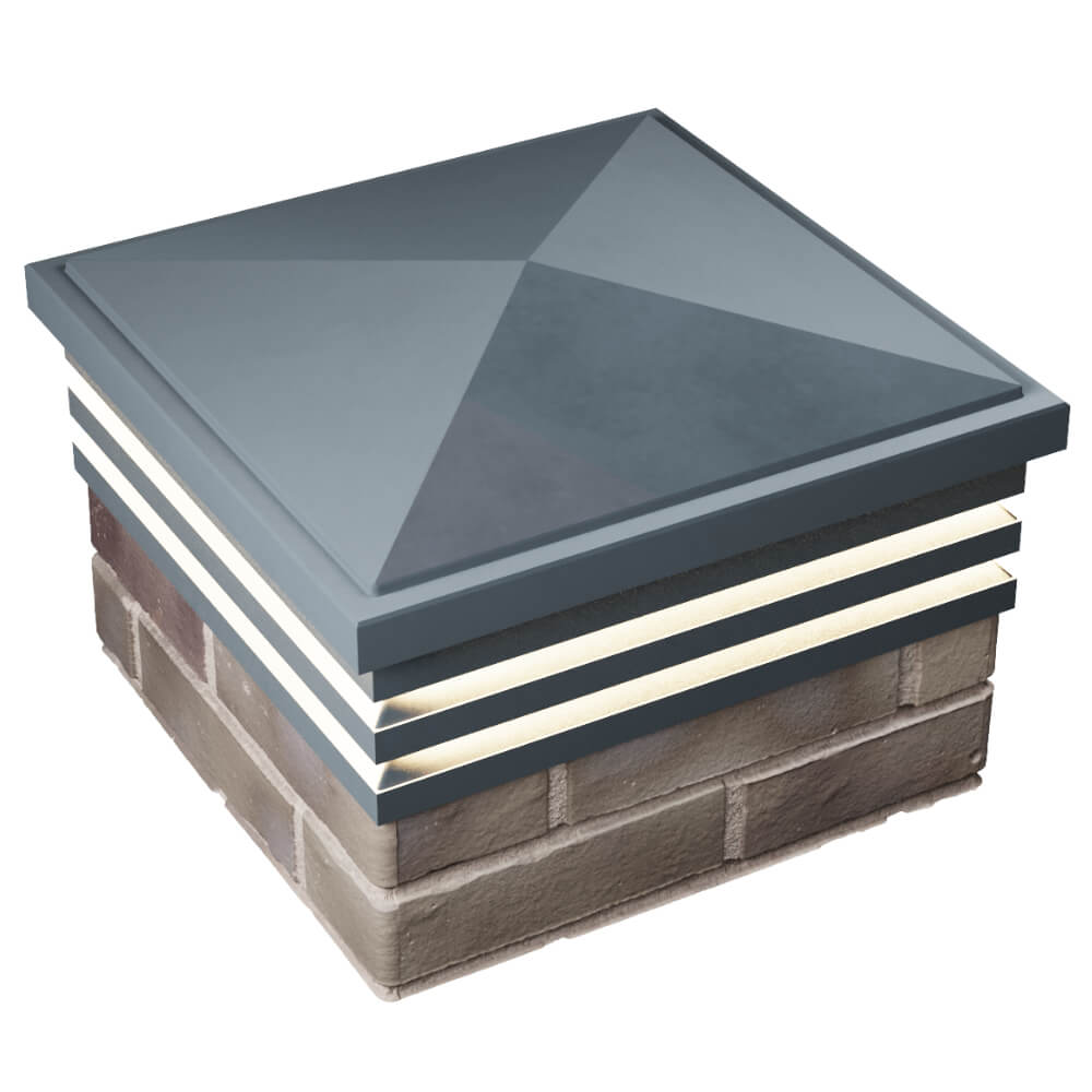 Колпак Zking Бона ХайТек Серый на столб 1.5х1.5 кирпича (385х385мм) с подсветкой в Красноярске фото