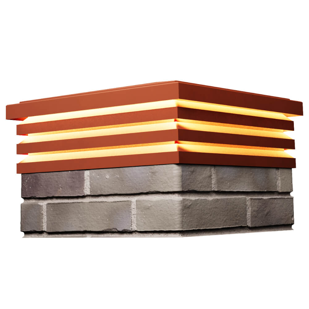 Колпак Zking Бона ХайТек Красный на столб 1.5х1.5 кирпича (385х385мм) с подсветкой в Красноярске фото