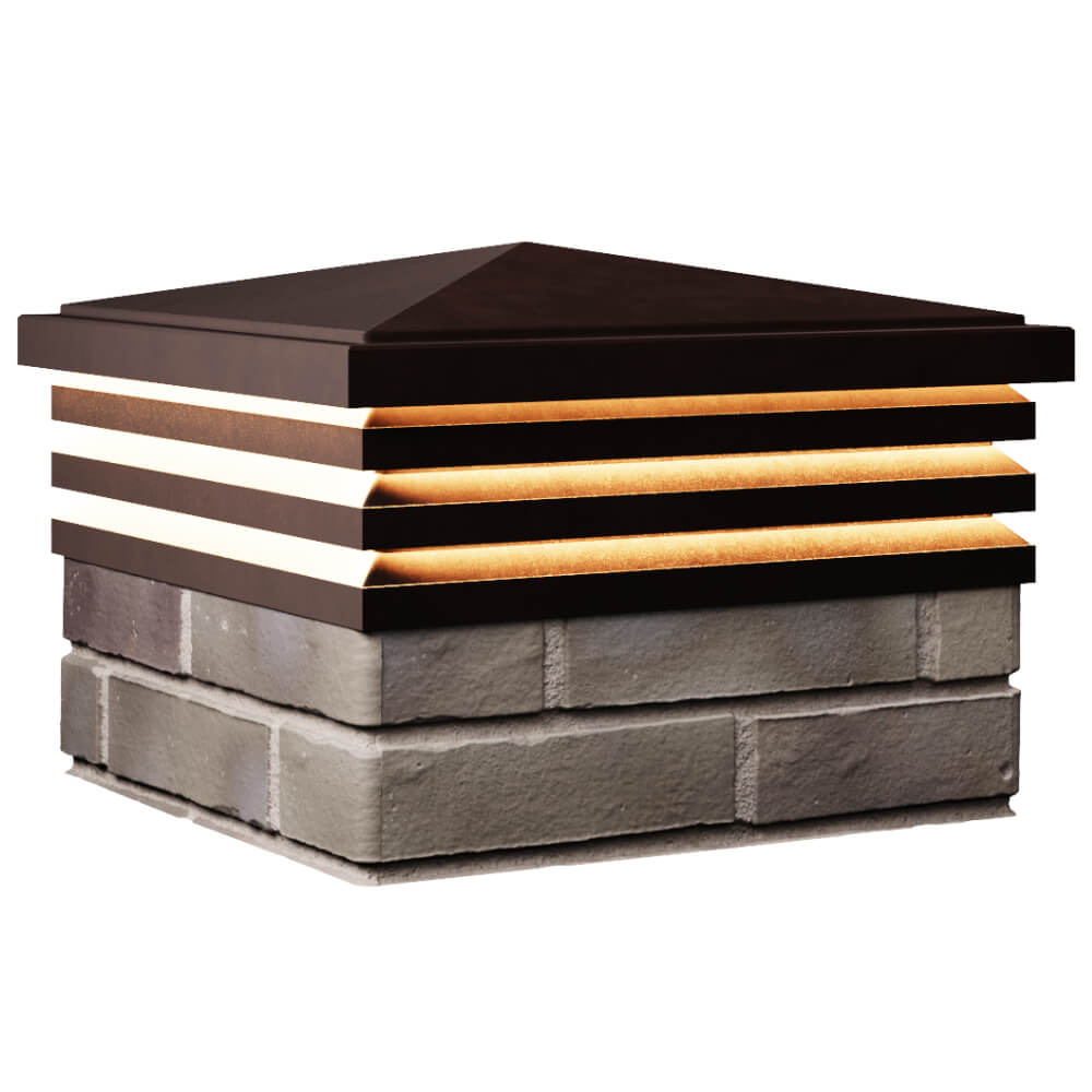 Колпак Zking Бона ХайТек Коричневый на столб 1.5х1.5 кирпича (385х385мм) с подсветкой в Красноярске фото