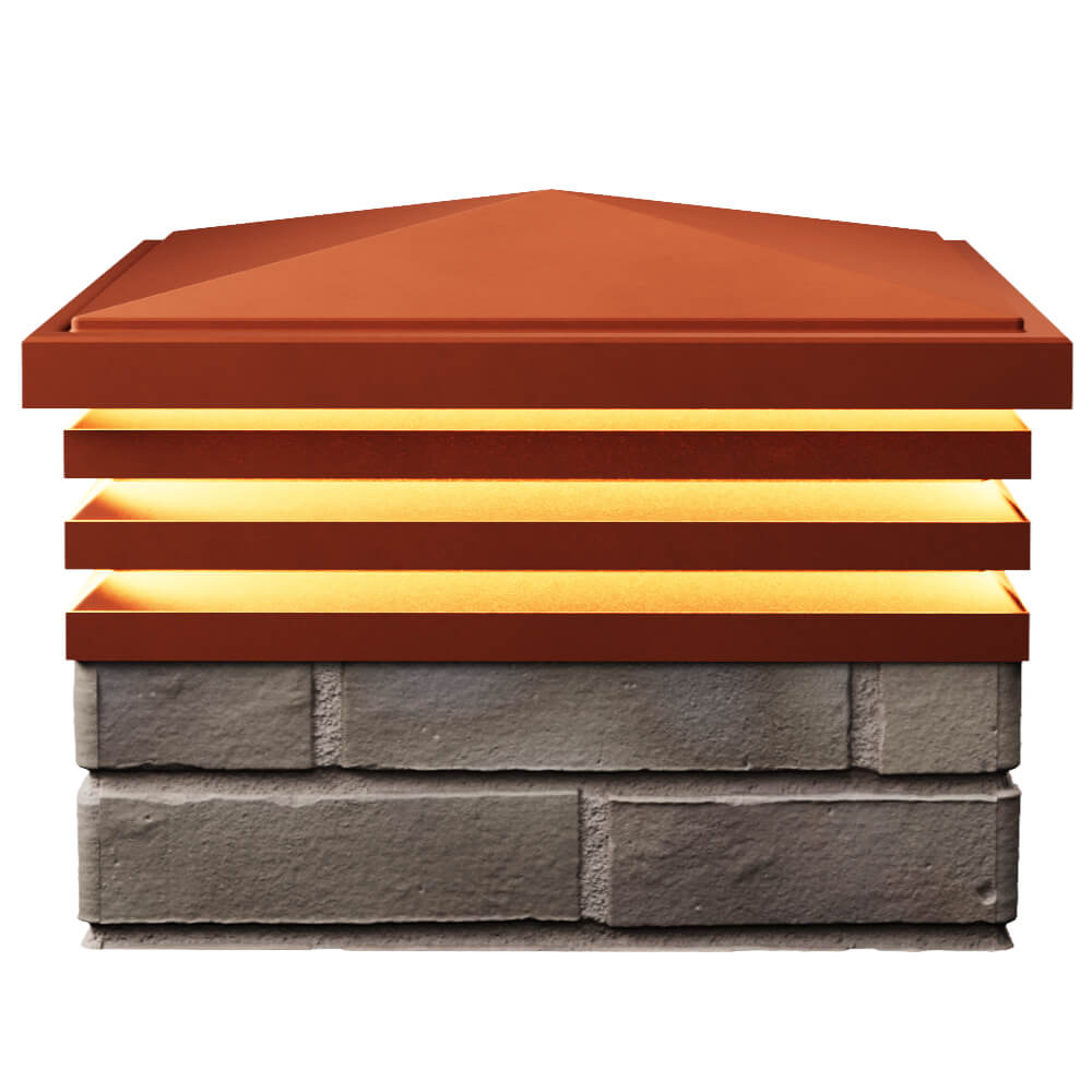 Колпак Zking Бона ХайТек Красный на столб 1.5х1.5 кирпича (385х385мм) с подсветкой в Красноярске фото