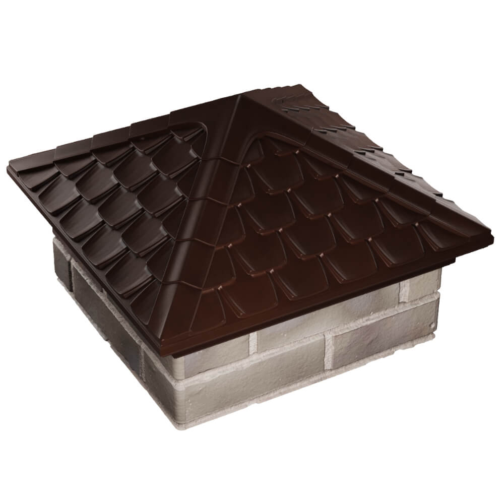 Колпак Zking Эльбрус Коричневый на столб 1.5х1.5 кирпича (385х385мм) в Красноярске фото