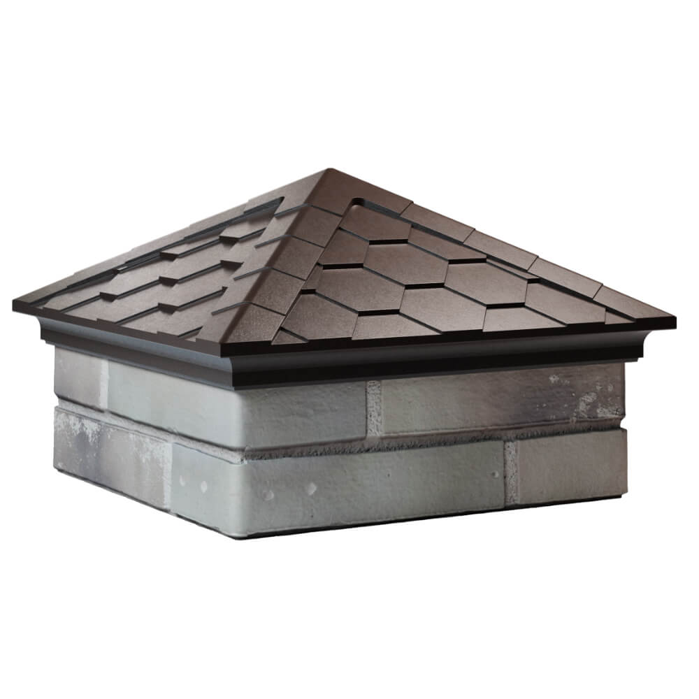 Колпак Zking Эверест Коричневый на столб 1.5х1.5 кирпича (390х390мм) в Красноярске фото