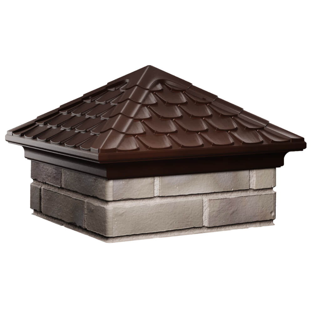 Колпак Zking Эльбрус Коричневый на столб 1.5х1.5 кирпича (385х385мм) в Красноярске фото