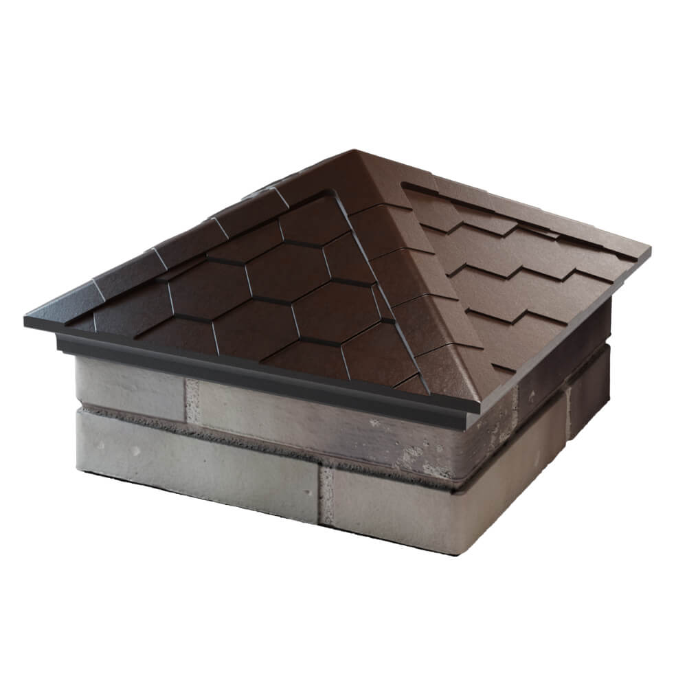 Колпак Zking Эверест Коричневый на столб 1.5х1.5 кирпича (390х390мм) в Красноярске фото